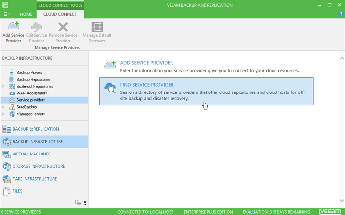 Customers can connect to - and search for - service providers offering cloud repositories directly from the Veeam backup console. 